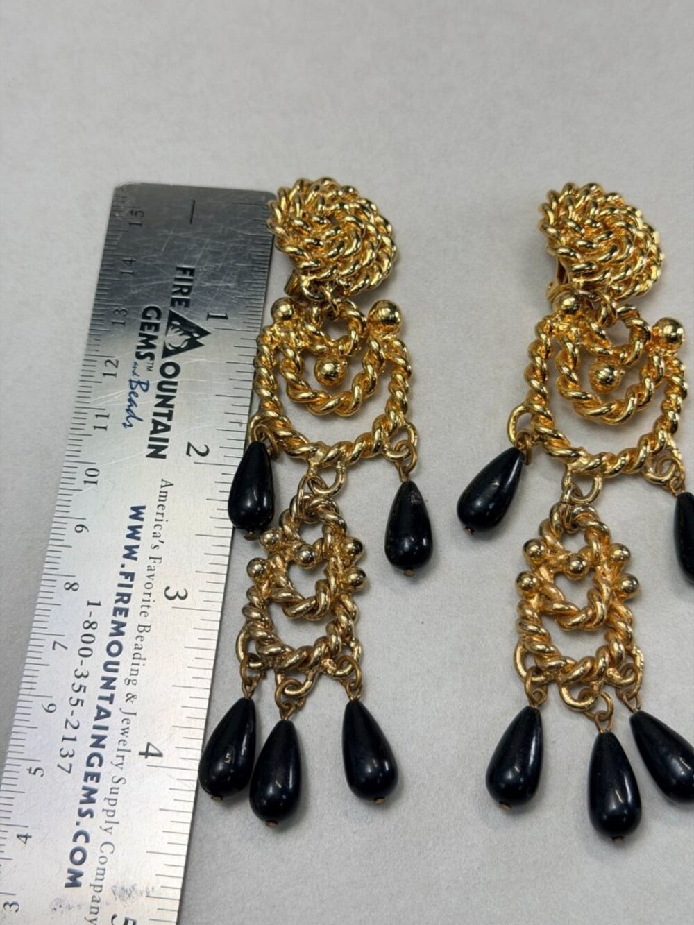 Vintage Signed Blanca Dramatic Oversized Black Drop Runway Dangle Earrings - Picture 4 of 9